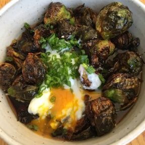 Gluten-free brussels sprouts with an egg from Rose Cafe